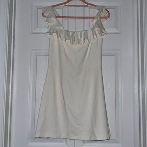 Ivory mini dress from French Connection 
Off the shoulder